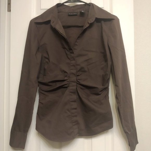 New York & Company Stretch Fitted Button Up Top - Picture 2 of 7